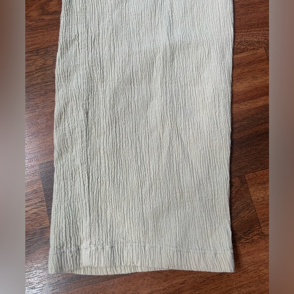 Perry Ellis beige cotton pants pull on women Medium textured pockets Drawstring - Picture 2 of 5